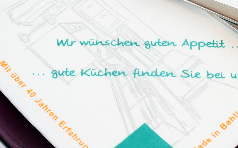 Servietten bedrucken 2-farbig nach PANTONE im Flexodruck